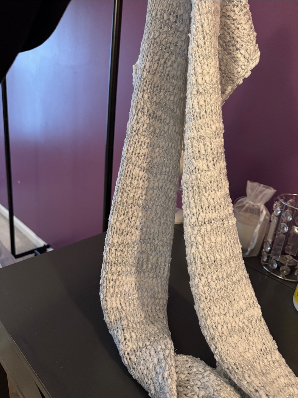 Soft white and grey infinity scarf